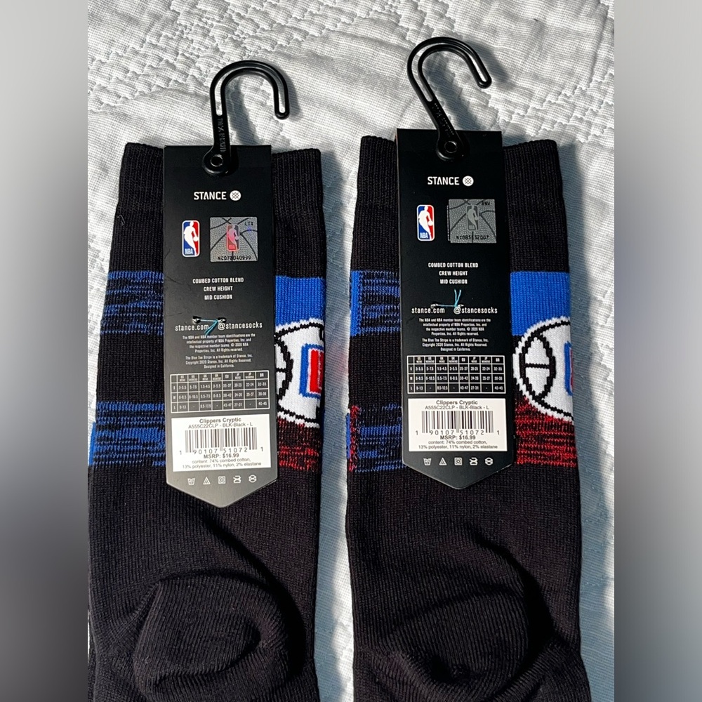 Lot of 2 - $16.99 Stance Men’s Cryptic Collection Crew Socks NBA LA Clippers - Picture 5 of 8